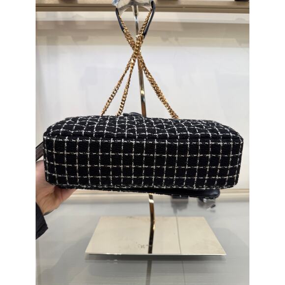 Versace black white tweet fabric leather flap bag - Picture 8 of 8